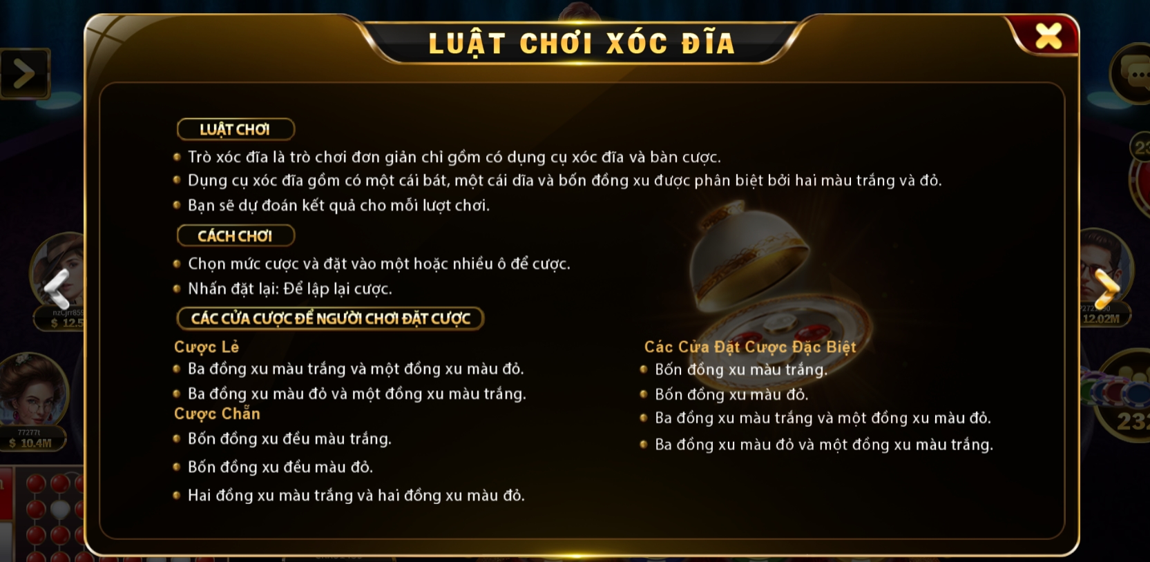 luật chơi xóc đĩa